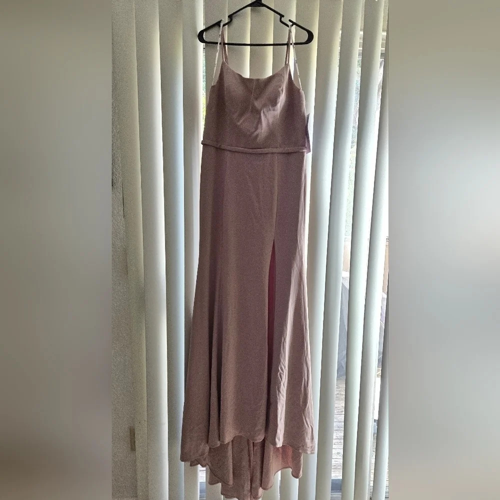 GL2670 Elizabeth K Rome Jersey Illusion Side Slit Long Dress Fabric - Picture 6 of 12
